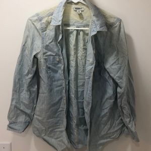 Distressed denim top